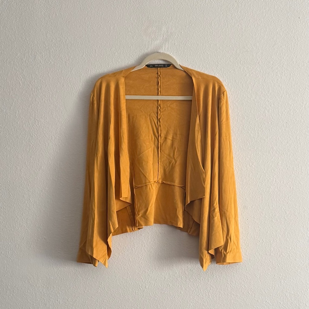 Zara Faux Suede Open Front Cardigan